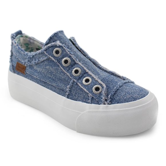 Women's Blowfish SADIE Pull On Sneakers Canvas Size 10 Stonewashed Denim NWT - Picture 2 of 4